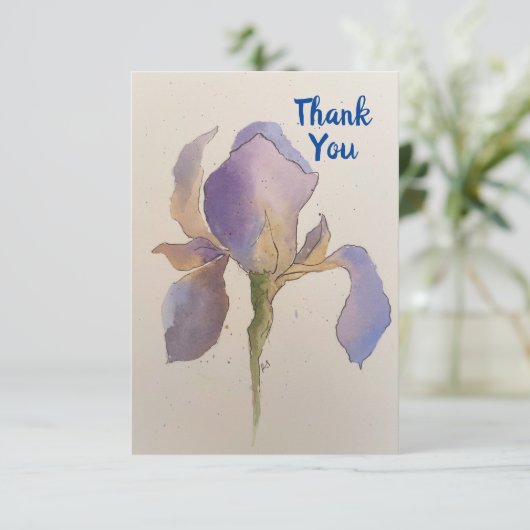 Aquarellfarben Iris Dankeschön Karte (Stehend Vorderseite)
