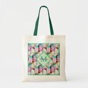 Aquarellfarben Kakteen Blume Monogramm T Tragetasche