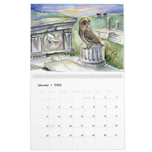 Aquarellfarben Kalender (Jan 2026)