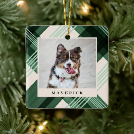 Aquarellfarben Kariert Pet Foto Weihnachten Keramikornament