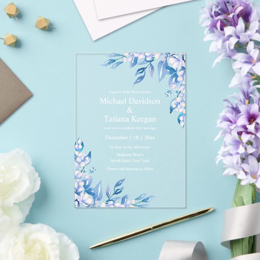 Aquarellfarben Klassische Wintergrün Hochzeit Acryleinladungen (In Situ (Hochzeit))