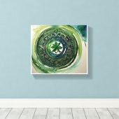 Aquarellfarben Kleeblatt Celtic Knot Canvas Print Leinwanddruck (Insitu (Holzboden))