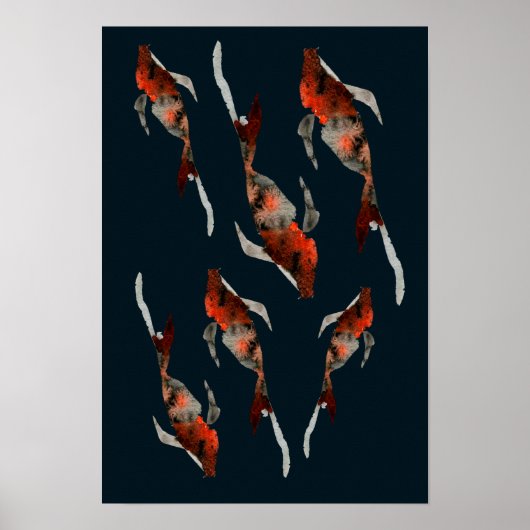 Aquarellfarben-Koi-Aquariendarstellung Poster (Vorne)