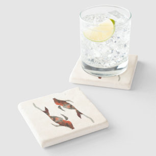 Aquarellfarben-Koi-Aquariendarstellung Steinuntersetzer