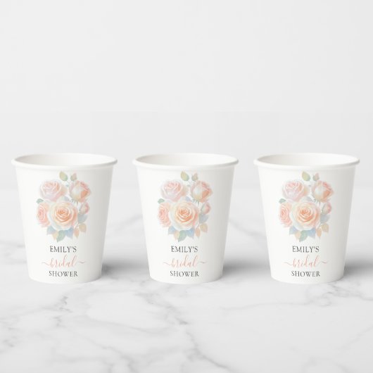 Aquarellfarben Koralle Rosa Blumengarten Brautpart Pappbecher (Multi)