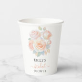 Aquarellfarben Koralle Rosa Blumengarten Brautpart Pappbecher (Vorderseite)