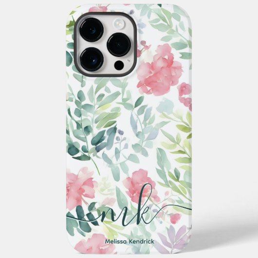 Aquarellfarben Korallenrosa Abstrakte Blume Monogr Case-Mate iPhone Hülle (Rückseite)
