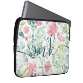 Aquarellfarben Korallenrosa Abstrakte Blume Monogr Laptopschutzhülle (Vorne Rechts)