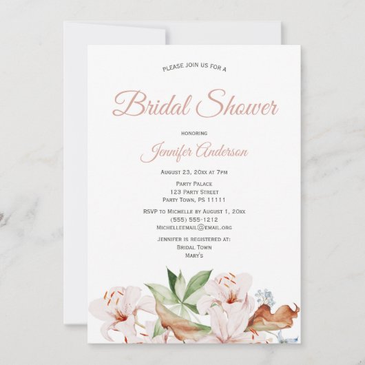 Aquarellfarben Korallenrot Rosa Brautparty Einladung (Vorderseite)