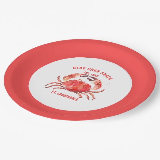 Aquarellfarben Korallenroter Krebs, benutzerdefini Pappteller (Schrägansicht)