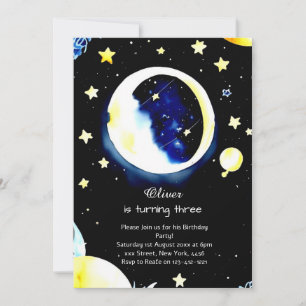 Aquarellfarben Kosmische Galaxie Geburtstag Einladung