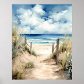 Aquarellfarben Küstenbesichtigung Mauer Poster (Vorne)