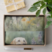 Aquarellfarben-Labrador in Blume Decoupage Seidenpapier (Geschenk)