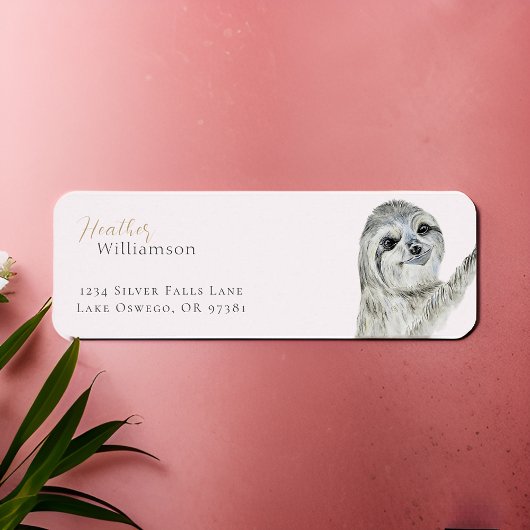 Aquarellfarben Lächelnde Sloth-Rücksendeadresse