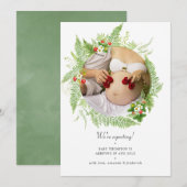 Aquarellfarben Landgrün Foto Schwangerschaft Ankündigung (Vorne/Hinten)