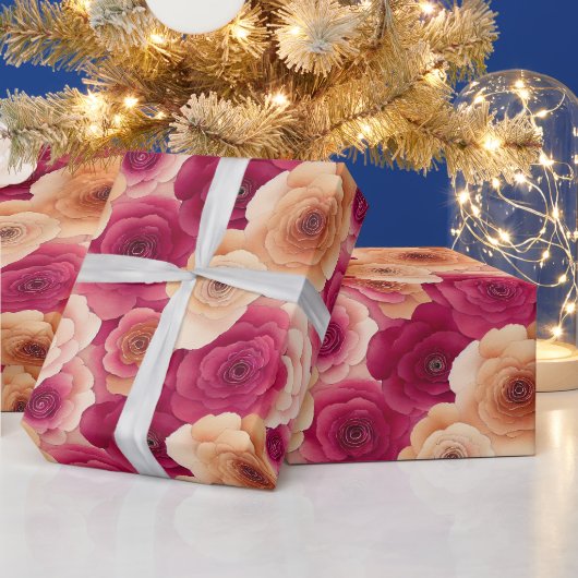 Aquarellfarben Lebende, rosa Frühlingsblumen Geschenkpapier (Feiertage)