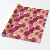 Aquarellfarben Lebende, rosa Frühlingsblumen Geschenkpapier (Ungerollt)