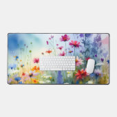 Aquarellfarben Lebende Wildblumen Schreibtischunterlage (Tastatur & Maus)