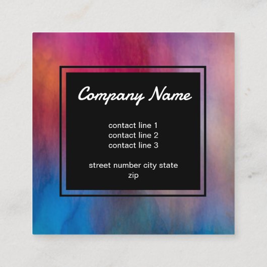 Aquarellfarben lebendige Farben künstlerisch fett Quadratische Visitenkarte (Rückseite)