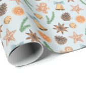 Aquarellfarben Lebkuchen und Glocken Weihnachten Geschenkpapier (Rolleneckpunkt)