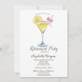 Aquarellfarben Lemon Cocktail Polka Dots Pension Einladung (Vorderseite)