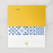 Aquarellfarben Lemon Mediterrane Hochzeit Platzkarte (Außenseite Aufgefaltet)