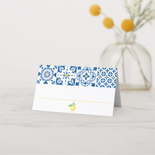 Aquarellfarben Lemon Mediterrane Hochzeit Platzkarte