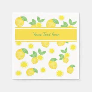 Aquarellfarben-Lemon-Muster mit personalisiertem T Serviette