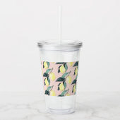 Aquarellfarben Lemonen und Blätter Gelb Nahtloses Acryltrinkbecher (Vorderseite)