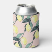Aquarellfarben Lemonen und Blätter Gelb Nahtloses  Dosenkühler (Kanne Vorderseite)