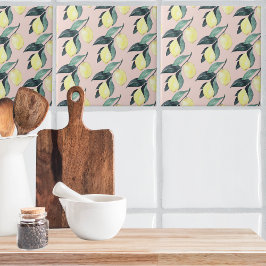 Aquarellfarben Lemonen und Blätter Gelb Nahtloses  Fliese