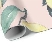 Aquarellfarben Lemonen und Blätter Gelb Nahtloses Geschenkpapier (Rolleneckpunkt)