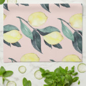 Aquarellfarben Lemonen und Blätter Gelb Nahtloses Geschirrtuch (Gefaltet)