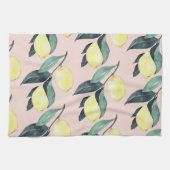Aquarellfarben Lemonen und Blätter Gelb Nahtloses Geschirrtuch (Horizontal)