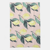 Aquarellfarben Lemonen und Blätter Gelb Nahtloses Geschirrtuch (Vertikal)