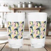 Aquarellfarben Lemonen und Blätter Gelb Nahtloses  Glas