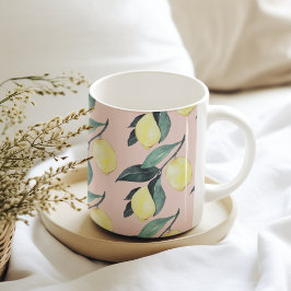 Aquarellfarben Lemonen und Blätter Gelb Nahtloses  Kaffeetasse