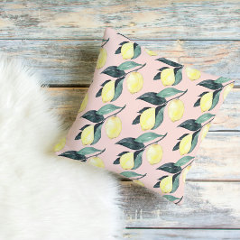 Aquarellfarben Lemonen und Blätter Gelb Nahtloses  Kissen