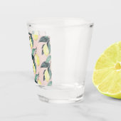 Aquarellfarben Lemonen und Blätter Gelb Nahtloses  Schnapsglas (Rechts)