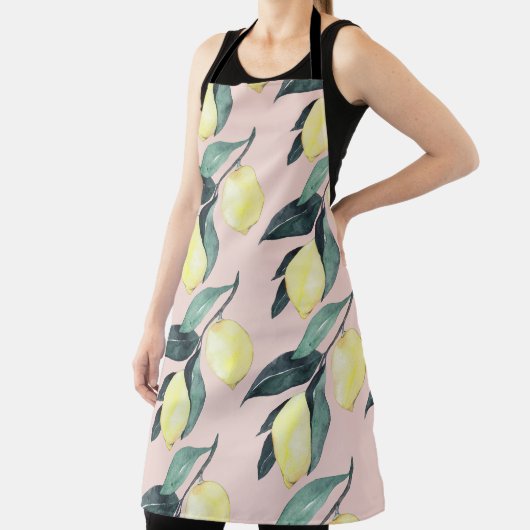 Aquarellfarben Lemonen und Blätter Gelb Nahtloses Schürze (InSitu)