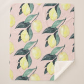 Aquarellfarben Lemonen und Blätter Gelb Nahtloses  Sherpadecke (Vorderseite)
