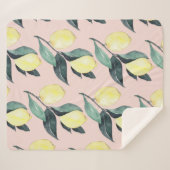 Aquarellfarben Lemonen und Blätter Gelb Nahtloses  Sherpadecke (Vorderseite (Horizontal))