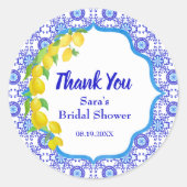 Aquarellfarben Lemons Amalfi Bridal Danke Runde Runder Aufkleber (Vorderseite)