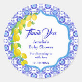 Aquarellfarben Lemons Amalfi Tile Danke Runde Runder Aufkleber (Vorderseite)