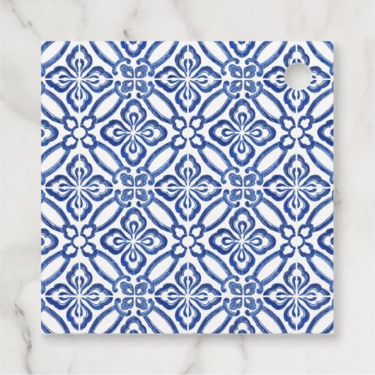 Aquarellfarben Lemons Blue Amalfi Tiles Vielen Dan Geschenkanhänger (Rückseite)