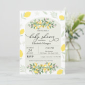 Aquarellfarben Lemons Frame Baby Dusche Einladung (Stehend Vorderseite)