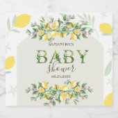 Aquarellfarben Lemons Frame Baby Dusche Schaumweinetikett (Einzelnes Label)