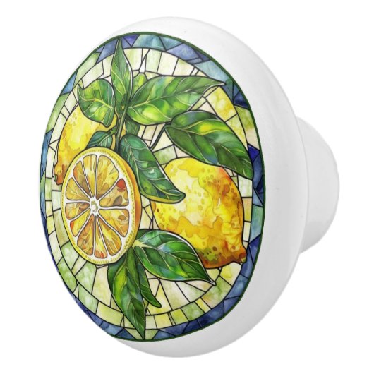 Aquarellfarben Lemons gestanztes Glas Gelb Grün Bl Keramikknauf (Rechts)