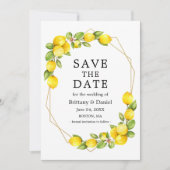 Aquarellfarben Lemons Greenery Geo Frame Save the  Save The Date (Vorderseite)