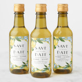 Aquarellfarben Lemons Mittelmeer Save the Date Weinetikett (Flaschen)